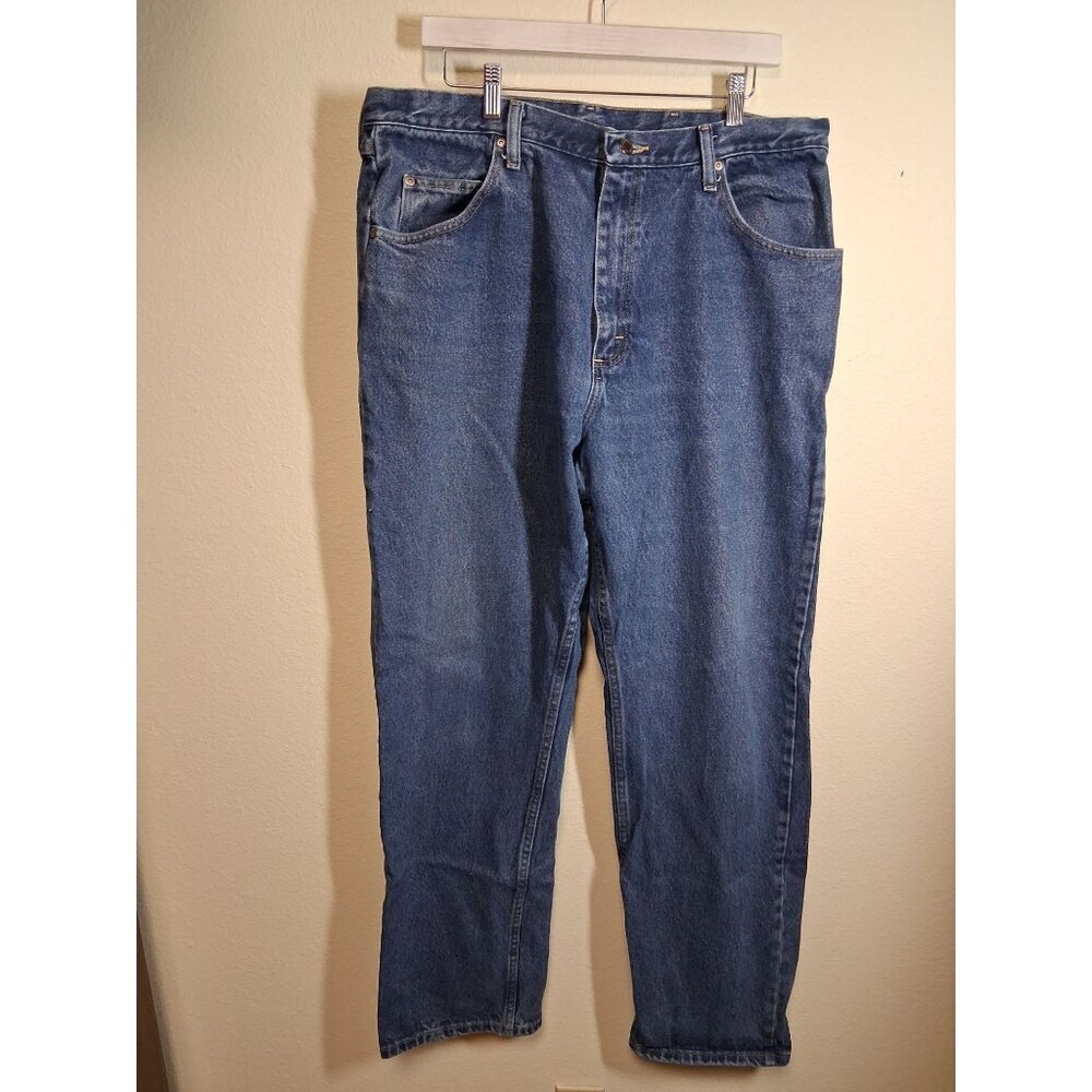 VTG Wrangler Relaxed Fit Denim Blue Jeans Straight Leg Casual Men's Sz 38x34 AL1